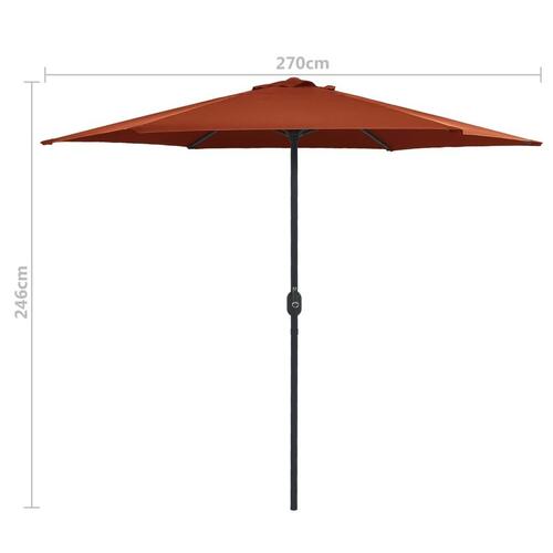 Udendørs parasol med aluminiumsstang 270x246 cm terracotta