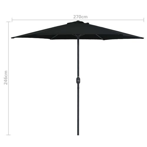Udendørs parasol med aluminiumsstang 270x246 cm sort