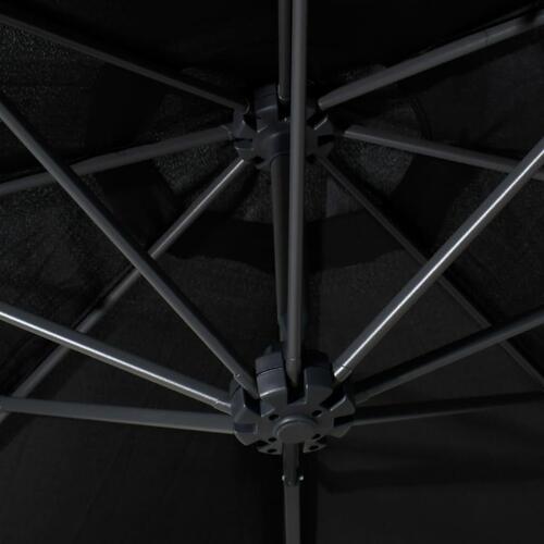 Væghængt parasol med metalstang 300 cm sort