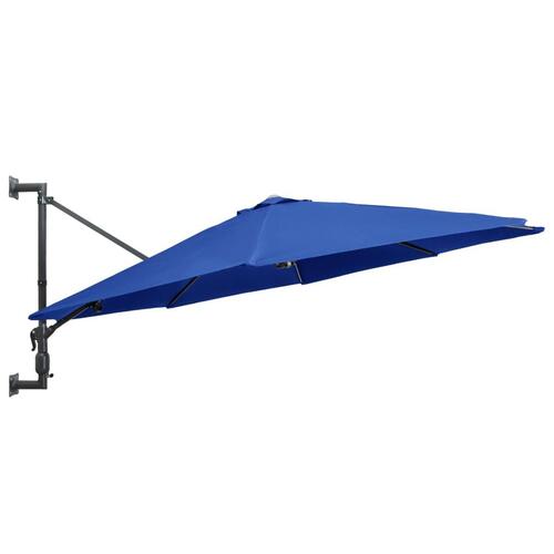 Væghængt parasol med metalstang 300 cm blå