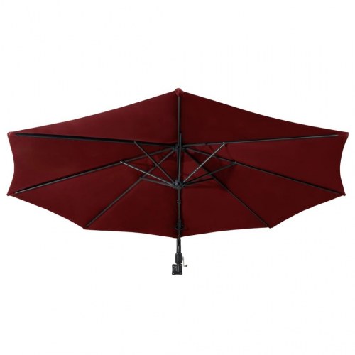 Væghængt parasol med metalstang 300 cm bordeauxfarvet