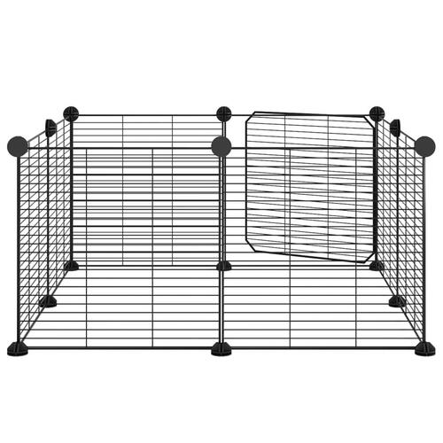 8-panels kæledyrsindhegning med låge 35x35 cm stål sort