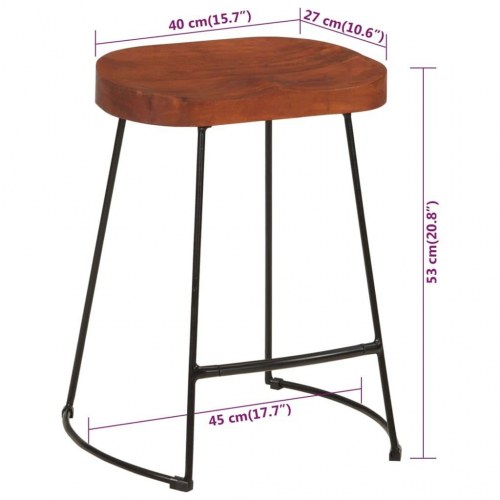Gavin barstole - 2 stk. 45×38×53 cm i massivt mangotræ