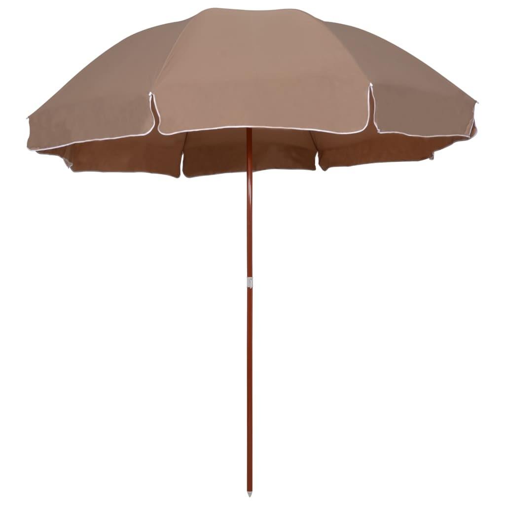 Parasol med stålstang 300 cm gråbrun
