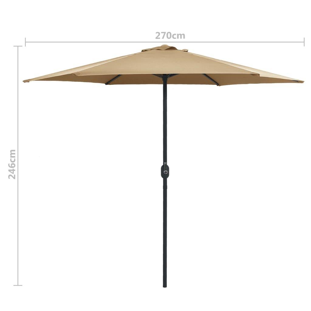 Udendørs parasol med aluminiumsstang 270x246 cm gråbrun