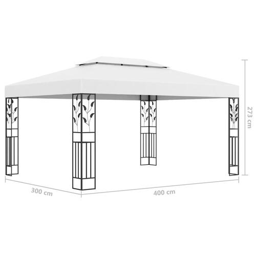 Pavillon med dobbelttag 3x4 m hvid