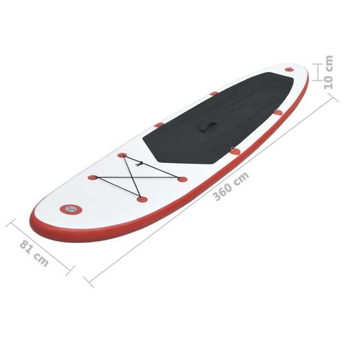 Stand Up Paddle Board-sæt SUP surfbræt oppustelig rød og hvid