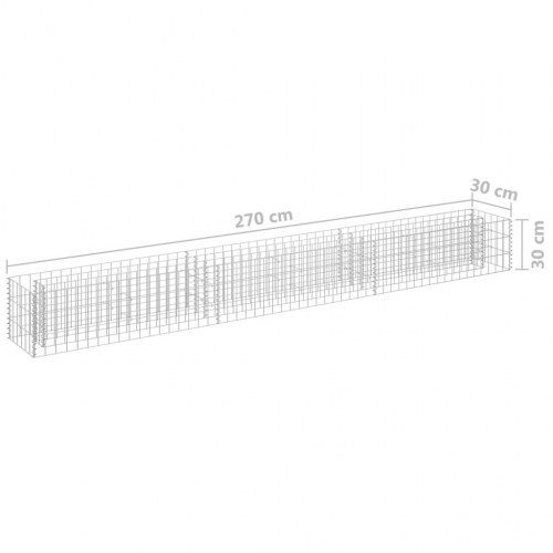 Gabion-højbed 270×30×30 cm i galvaniseret stål - sølvfarvet