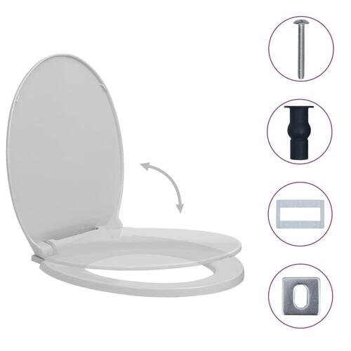 Toiletsæde med soft close og quick release-funktion oval lysegrå