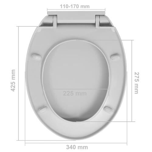 Toiletsæde med soft close og quick release-funktion oval lysegrå