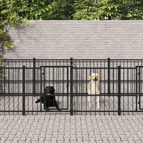 Udendørs hundegård 15,02 m² i pulverlakeret stål - sort
