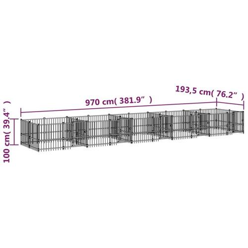 Udendørs hundegård 18,77 m² stål