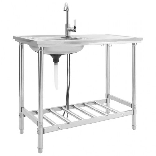 Campingvask med hane enkelt vask rustfrit stål