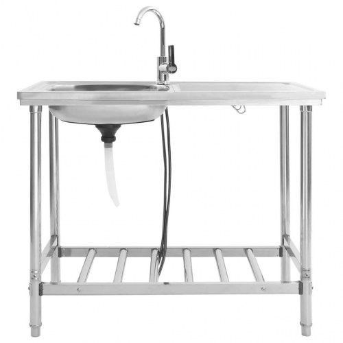 Campingvask med hane enkelt vask rustfrit stål