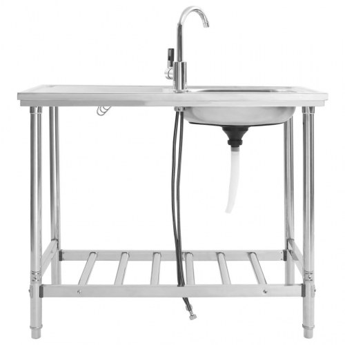 Campingvask med hane enkelt vask rustfrit stål