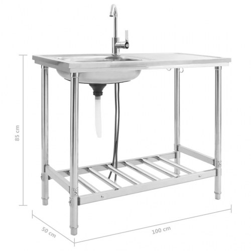 Campingvask med hane enkelt vask rustfrit stål