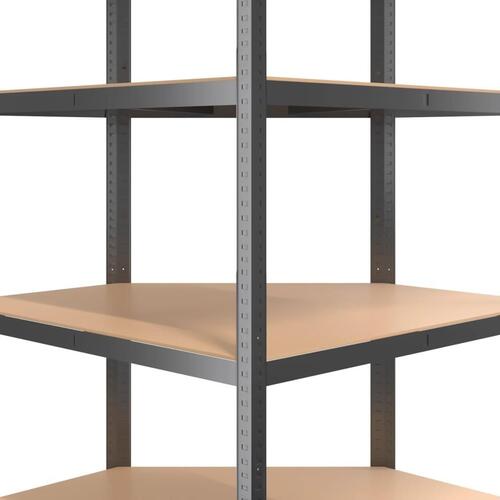 Hylder 4 stk. 5 hylder stål konstrueret træ antracit