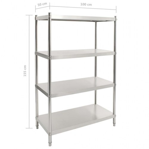 Køkkenreol med 4 hylder 100x50x155 cm rustfrit stål