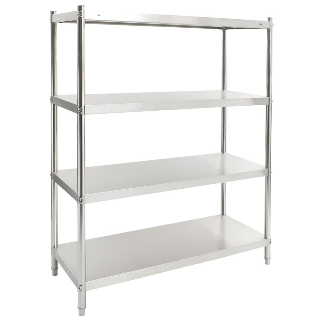 Køkkenreol med 4 hylder 120x50x155 cm rustfrit stål