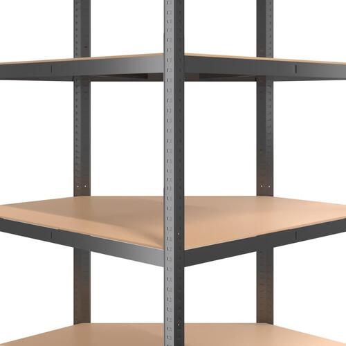 Hylder 2 stk. 5 hylder stål konstrueret træ antracit