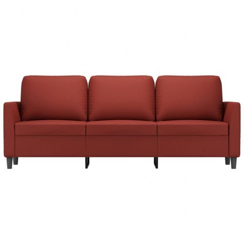3-personers sofa 180 cm kunstlæder vinrød