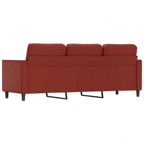 3-personers sofa 180 cm kunstlæder vinrød