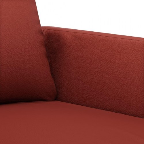 3-personers sofa 180 cm kunstlæder vinrød