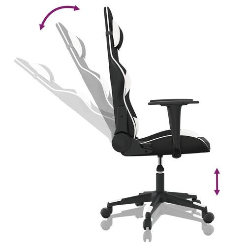 Gamingstol med massagefunktion kunstlæder sort og hvid