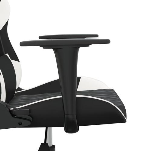 Gamingstol med massagefunktion kunstlæder sort og hvid