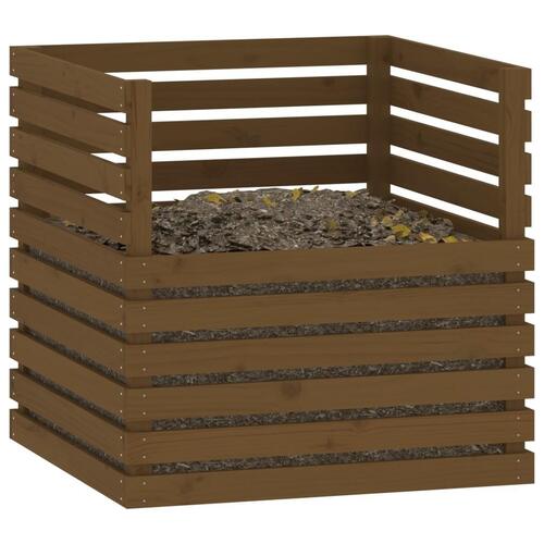 Kompostbeholder 80x80x78 cm massivt fyrretræ gyldenbrun