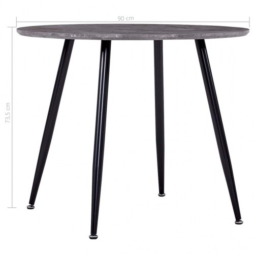 Spisebord 90 x 73,5 cm MDF betongrå og sort