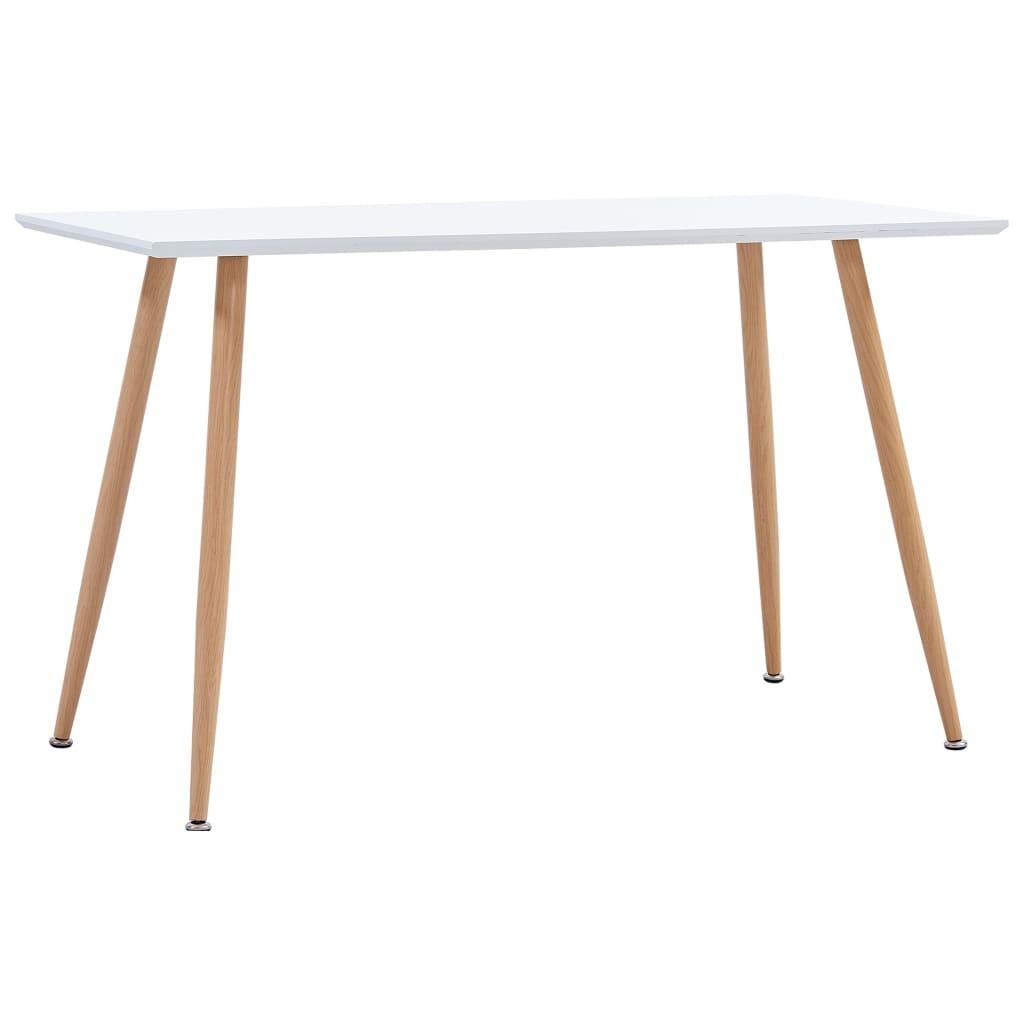 Spisebord 120 x 60 x 74 cm hvid og egetræsfarve