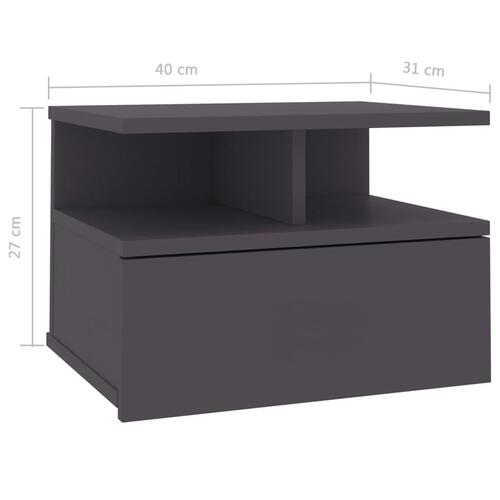 Svævende natborde 2 stk. 40 x 31 x 27 cm spånplade grå