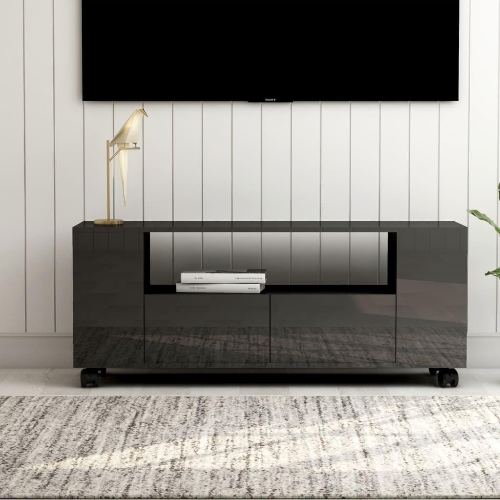 Tv-bord 120x35x48 cm konstrueret træ grå højglans