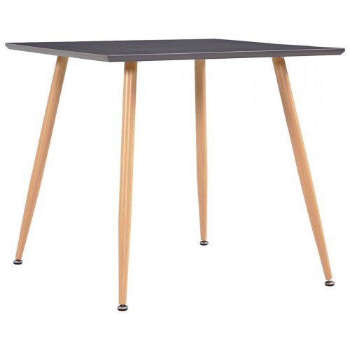 Spisebord 80,5 × 80,5 × 73 cm - MDF grå med ben i egetræsfarve