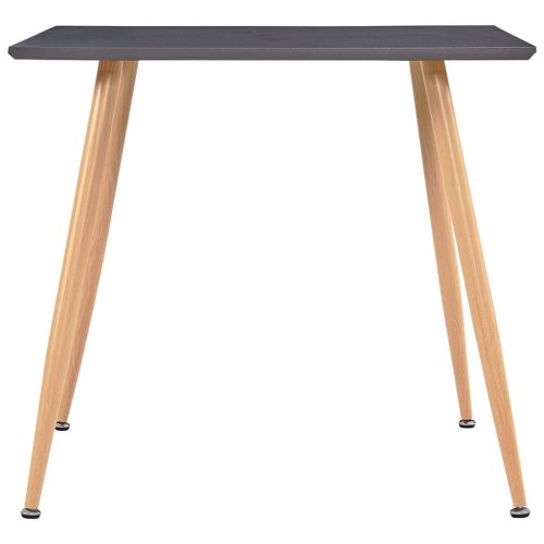 Spisebord 80,5 × 80,5 × 73 cm - MDF grå med ben i egetræsfarve
