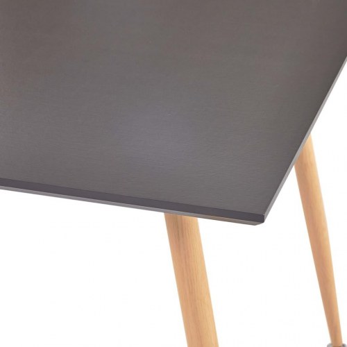 Spisebord 80,5 × 80,5 × 73 cm - MDF grå med ben i egetræsfarve