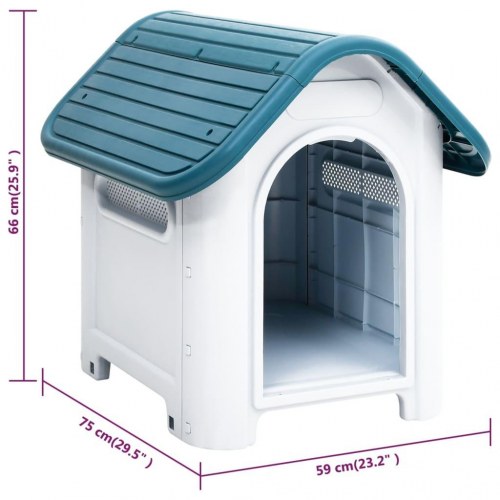 Hundehus 59 × 75 × 66 cm i polypropylen - blå/hvid