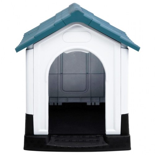 Hundehus 57×68×66 cm - polypropylen, blå/hvid