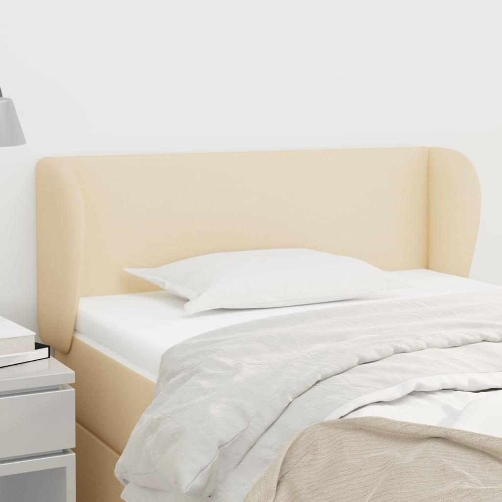 Sengegavl Med Kanter Stof - Creme / 93 x 23 x 78/88 cm