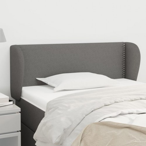Sengegavl med kanter 93 x 23 x 78/88 cm stof mørkegrå