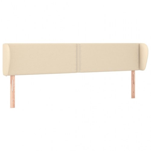 Sengegavl med kanter 163x23x78/88 cm stof cremefarvet