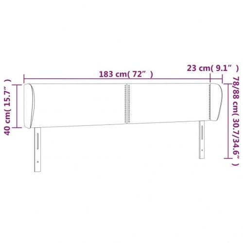 Sengegavl med kanter 183 x 23 x 78/88 cm - blå