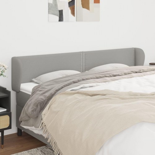 Sengegavl med kanter 203 x 23 x 78/88 cm stof - lysegrå