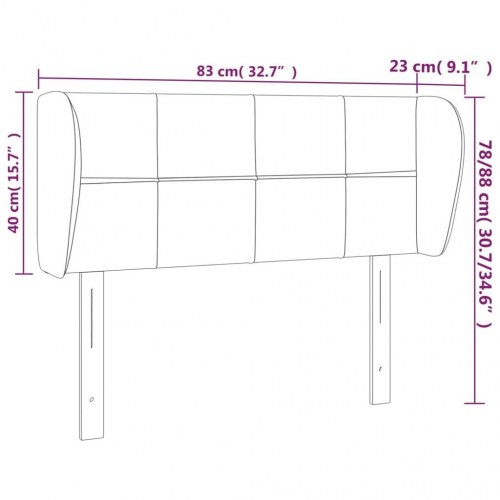 Sengegavl med kanter 83 x 23 x 78/88 cm stof - blå