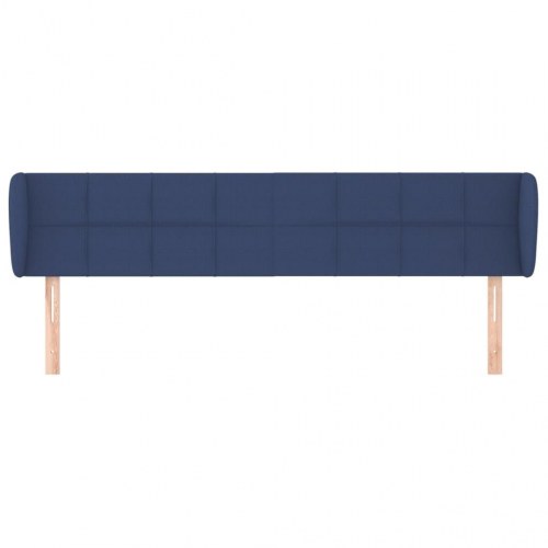 Sengegavl med kanter 183 x 23 x 78/88 cm stof - blå