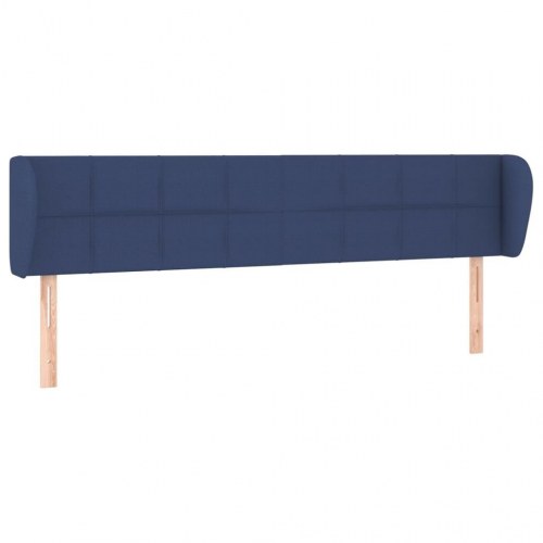 Sengegavl med kanter 203 x 23 x 78/88 cm stof blå