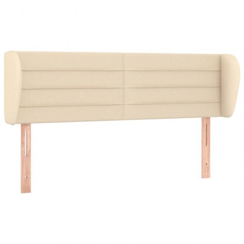 Sengegavl med kanter i stof - creme, 147 x 23 x 78/88 cm