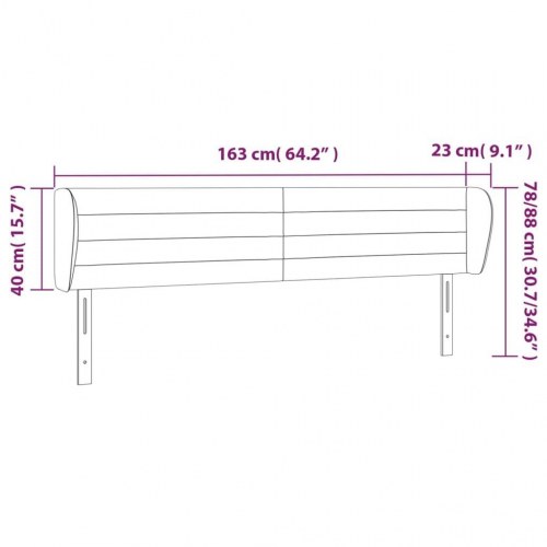 Sengegavl med kanter 163 x 23 x 78/88 cm - cremefarvet
