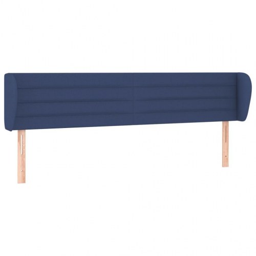 Sengegavl med kanter 203 x 23 x 78/88 cm stof blå